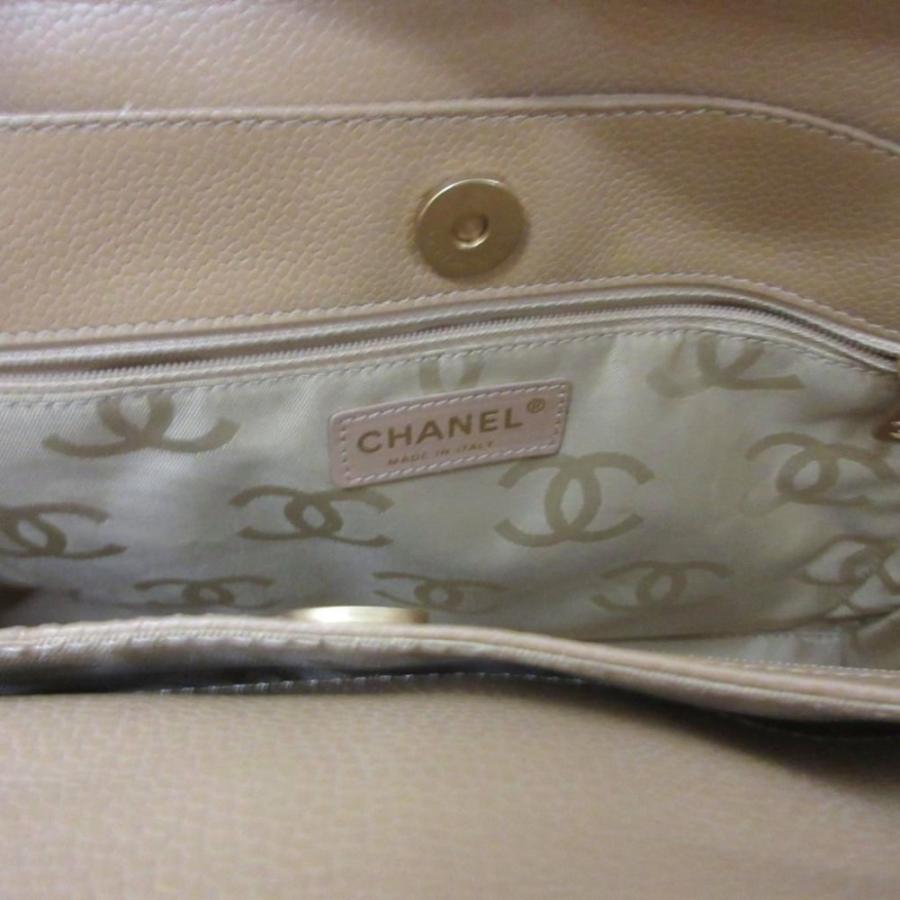 シャネル CHANEL ヴィンテージ デカココ ココマーク ステッチ ハンドバッグ レザー 皮革 ライトブラウン ☆AA★ レディース