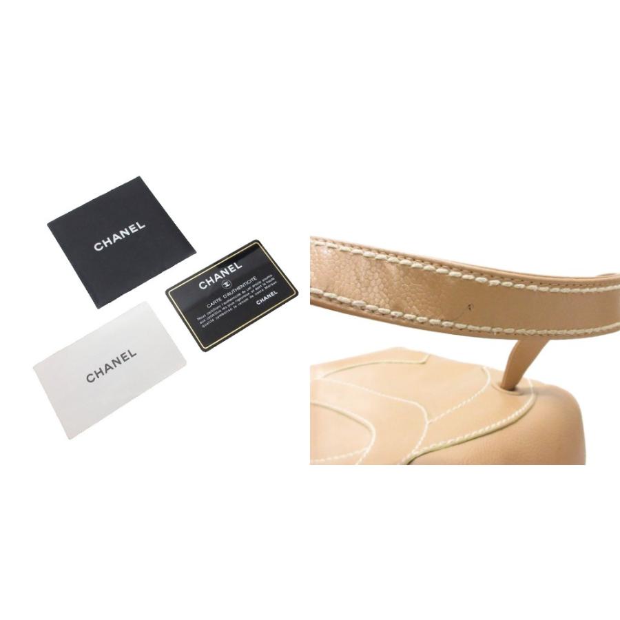 シャネル CHANEL ヴィンテージ デカココ ココマーク ステッチ ハンドバッグ レザー 皮革 ライトブラウン ☆AA★ レディース