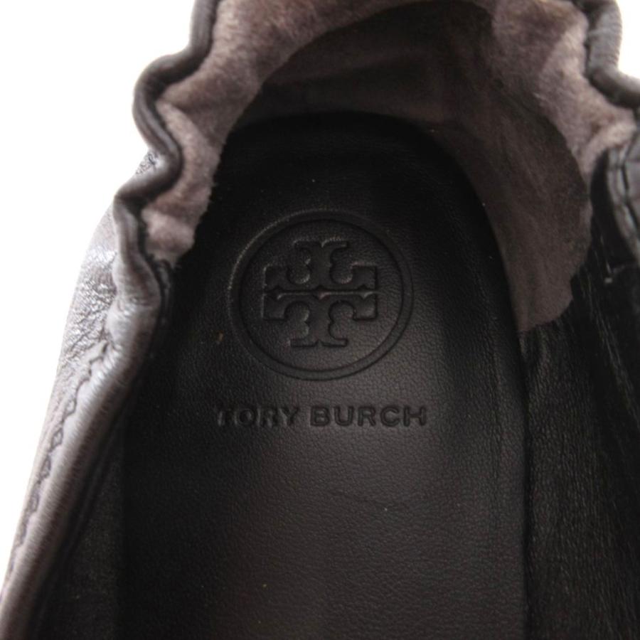 美品　Tory Burch トリーバーチ　黒 フラットシューズ　デカロゴ　匿名 TORY BURCH（トリーバーチ） 美品 フラッド バレエシューズ ロゴ 黒