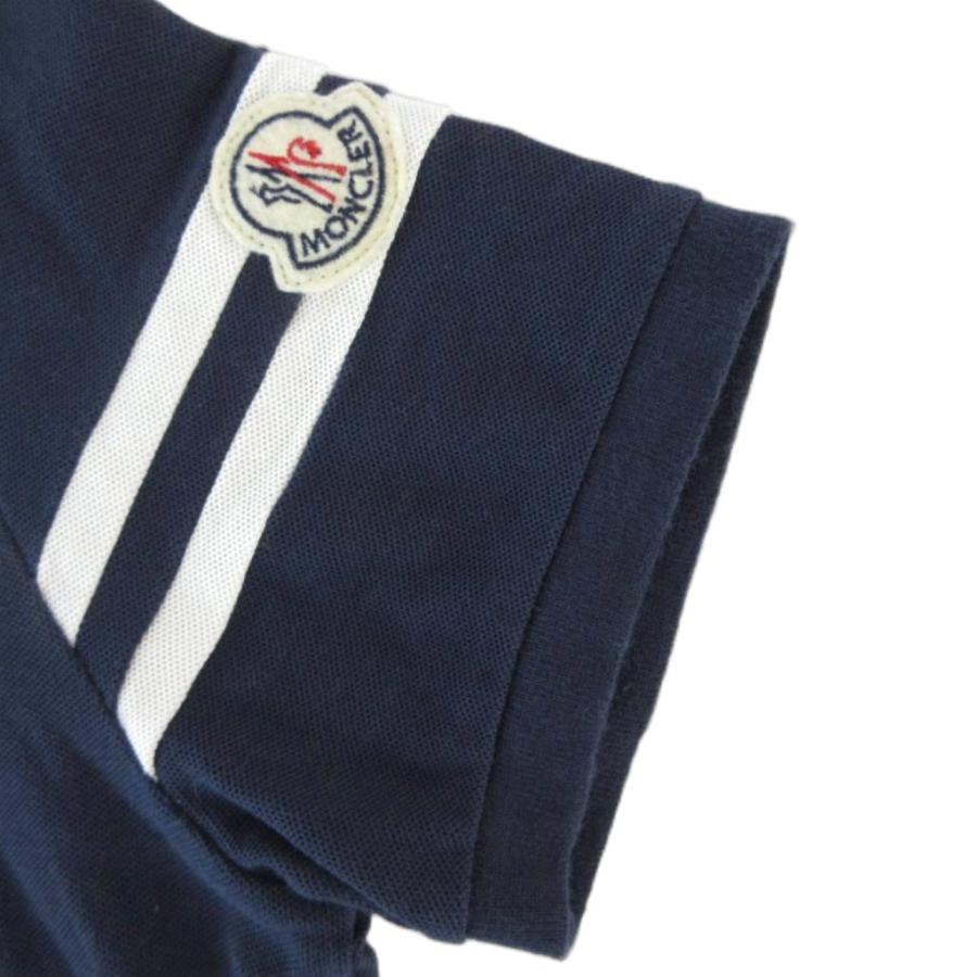 MONCLER（モンクレール） ポロシャツ 半袖 鹿の子 ロゴパッチ 紺