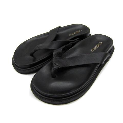 Caminando カミナンド　ブラックレザー トングサンダル 7 CAMINANDO カミナンド トングサンダル THONG FLAT SANDALS 2521W