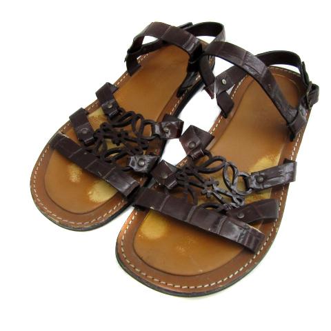 LOEWE ロエベ ストラップサンダル フラットシューズ アナグラム レザー  