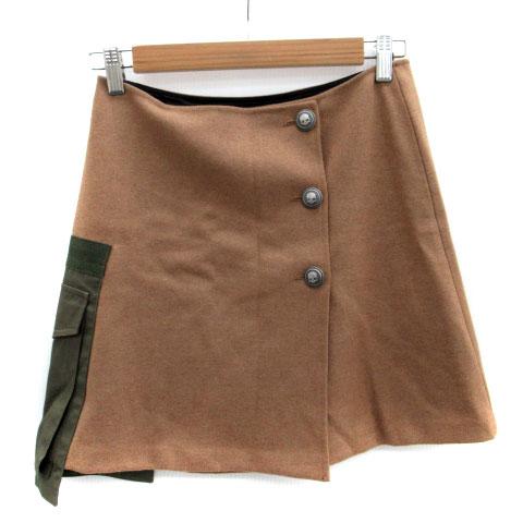 ハイドロゲン HYDROGEN 台形スカート ミニ丈 切替 ウール 38 M  