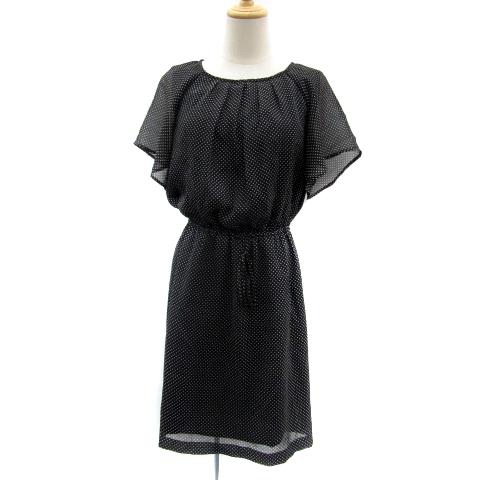 23区 オンワード樫山 ワンピース ひざ丈 半袖 ラウンドネック ドット柄  