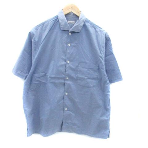 スティーブンアラン Steven Alan カジュアルシャツ 半袖 無地 S 青 