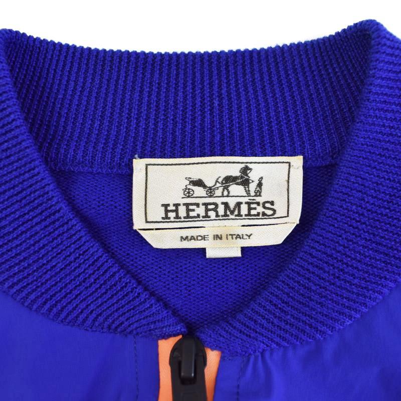 【中古】エルメス HERMES 近年モデル カシミヤ ナイロン ハイブリット ニット ブルゾン ジャケット 長袖 M 青 ブルー HERMES（エルメス） 近年モデル カシミヤ ナイロン ハイブリット