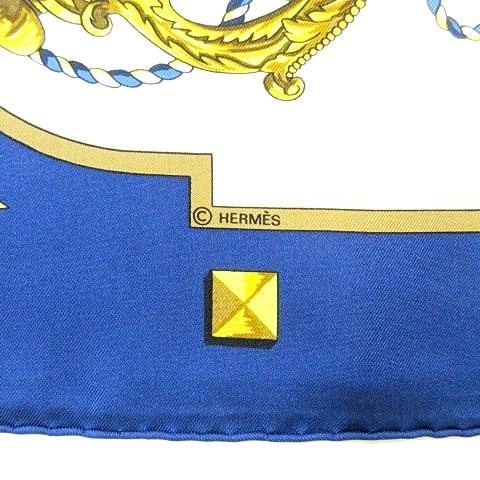 エルメス HERMES 美品 カレ 90 スカーフ 大判 シルク LES CLES THE KEYS RARE 鍵 紺 ネイビー ■U180 レディース｜vectorpremium｜05