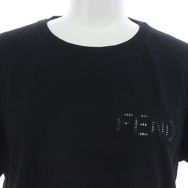 フェンディ FENDI ロゴ刺繍 Tシャツ コットン 半袖 M 黒 ブラック FS7389 /HS ■OS レディース｜vectorpremium｜04