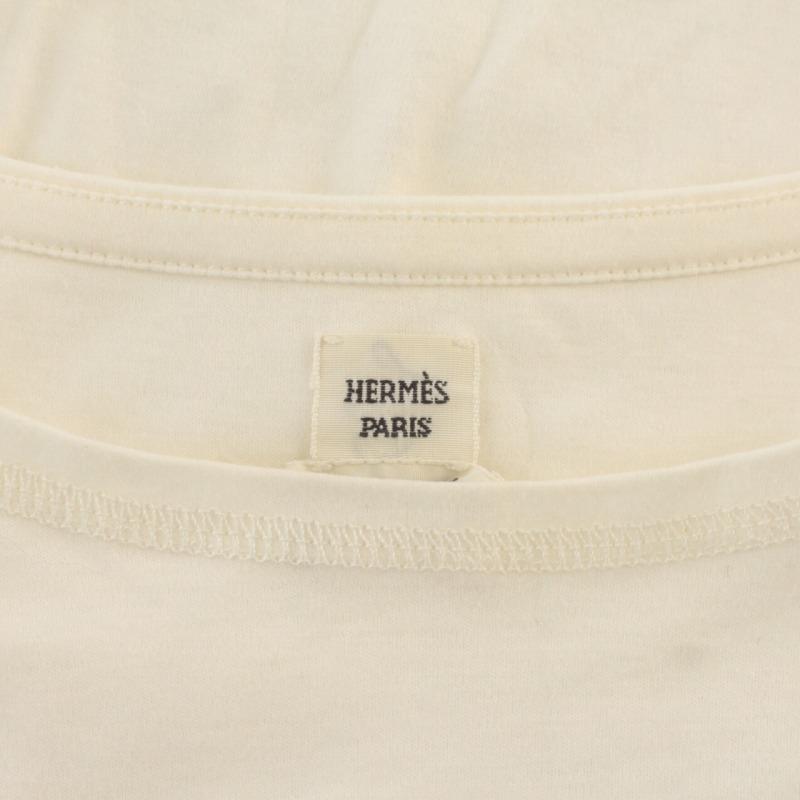 エルメス HERMES Tシャツ カットソー 半袖 クルーネック 刺繍 42 L 白 ホワイト /BB レディース｜vectorpremium｜04