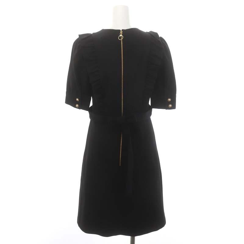 GUCCI（グッチ） バックリボン フリルワンピース ひざ丈 半袖 S 黒