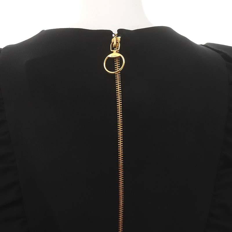GUCCI（グッチ） バックリボン フリルワンピース ひざ丈 半袖 S 黒