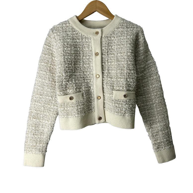 Her lip to Mercer Tweed Cardigan カーディガン S 白 ホワイト  