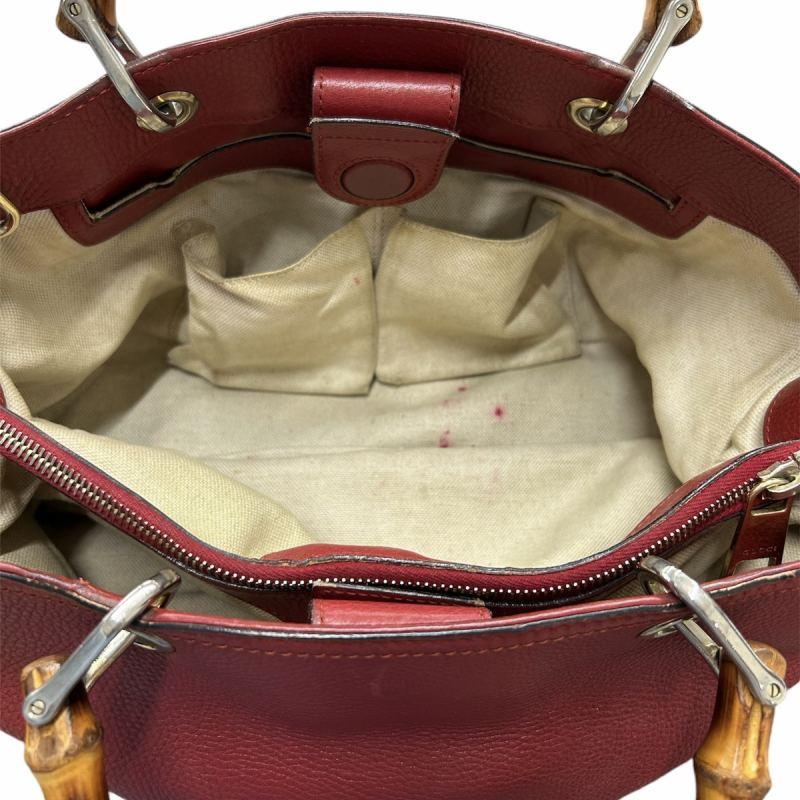GUCCI グッチ バンブーショルダートートバッグ ハンドバッグ 赤 GUCCI グッチ バンブーショルダートートバッグ ハンドバッグ 赤