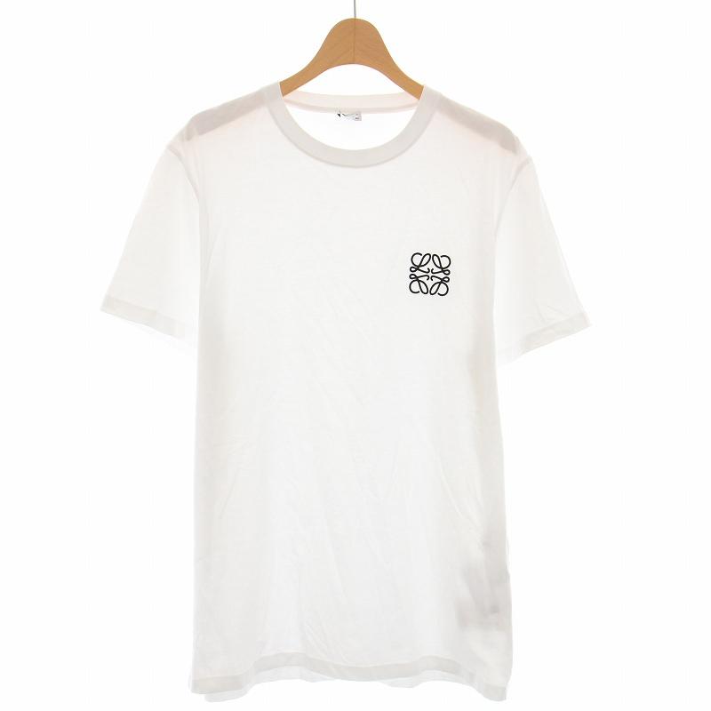ロエベユニセックスTシャツ半袖アナグラム刺繍ロゴホワイト