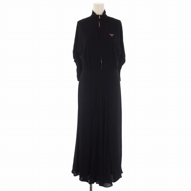 PRADA プラダ 23SS 三角プレート ロングワンピース 五分袖 PRADA プラダ 23SS 三角プレート ロングワンピース 五分袖
