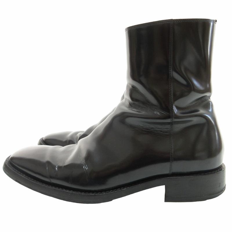 【未使用級】BALENCIAGA スクエアトゥ ミュール 黒 レザー 24cm BALENCIAGA バレンシアガ リムブーティパテントサイドジップ