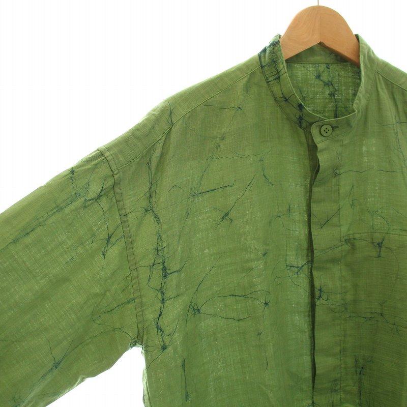 新品タグ付き】イッセイミヤケメンロウケツシャツボタンダウングリーン