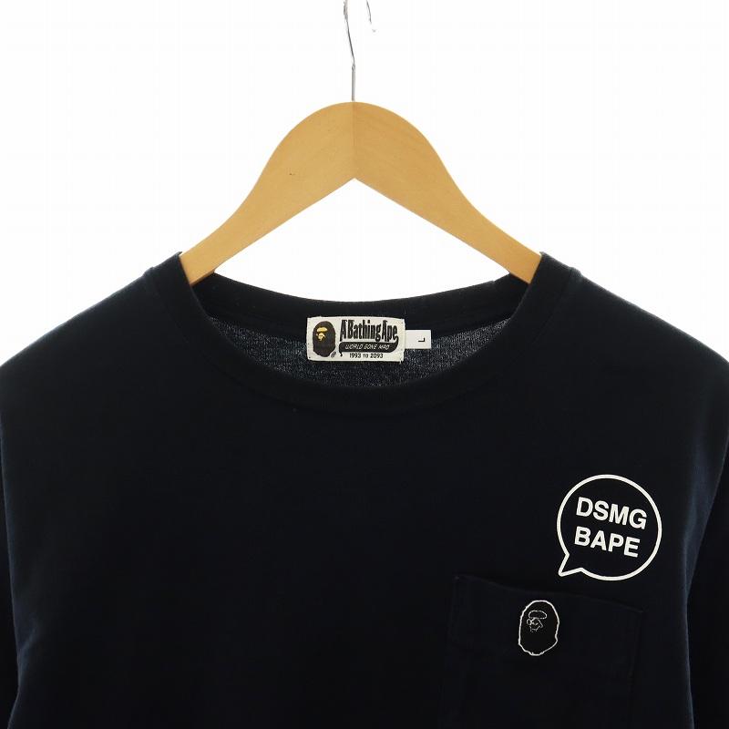 A BATHING APE アベイシングエイプ Tシャツ カットソー 長袖 ロゴ L 黒 