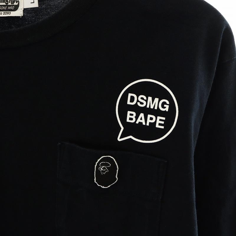 A BATHING APE アベイシングエイプ Tシャツ カットソー 長袖 ロゴ L 黒 
