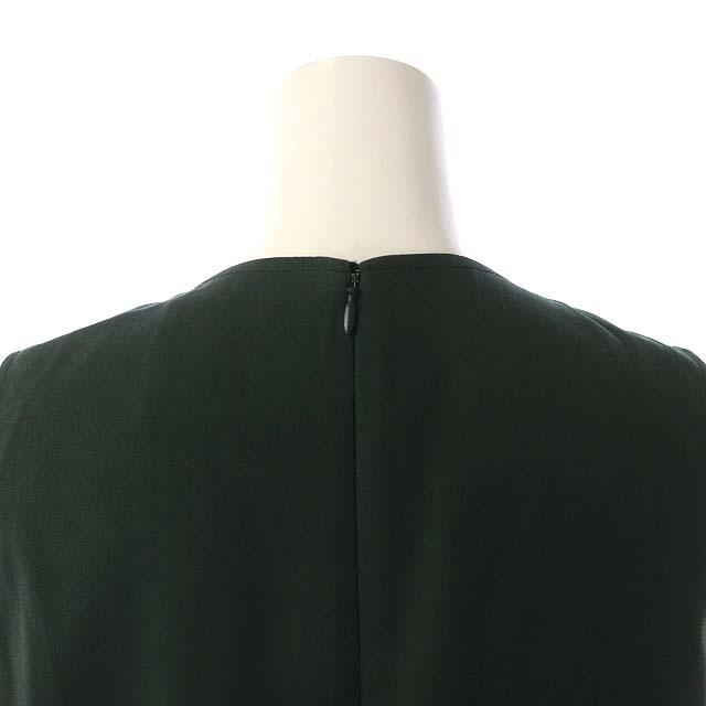 【中古】ジルサンダー JIL SANDER ウール ノースリーブワンピース アシンメトリー フレア ミモレ丈 32 ダークグリーン ジルサンダー JIL SANDER ウール ノースリーブワンピース