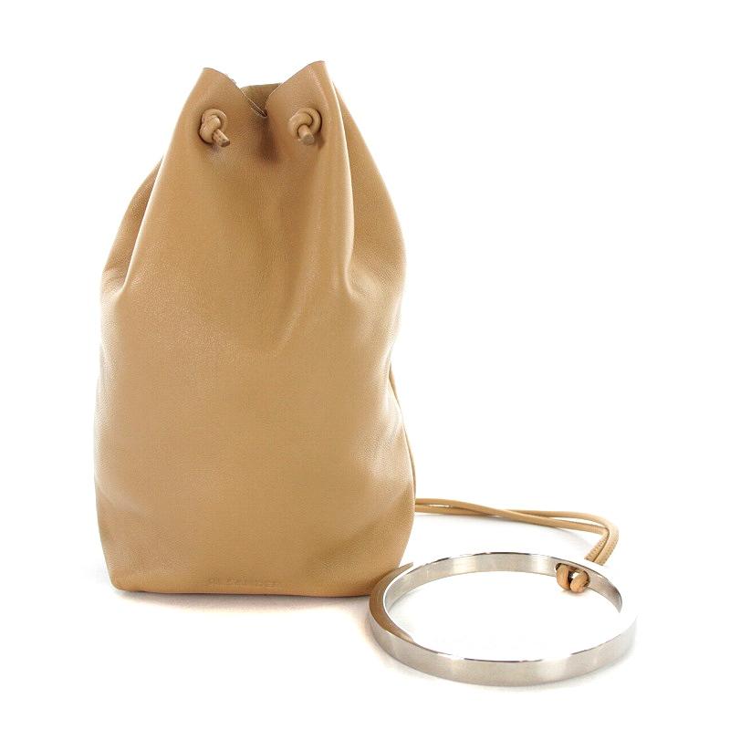 ジルサンダー JIL SANDER BRACELET DRAWSTRING BAG ポーチ レザー 茶  