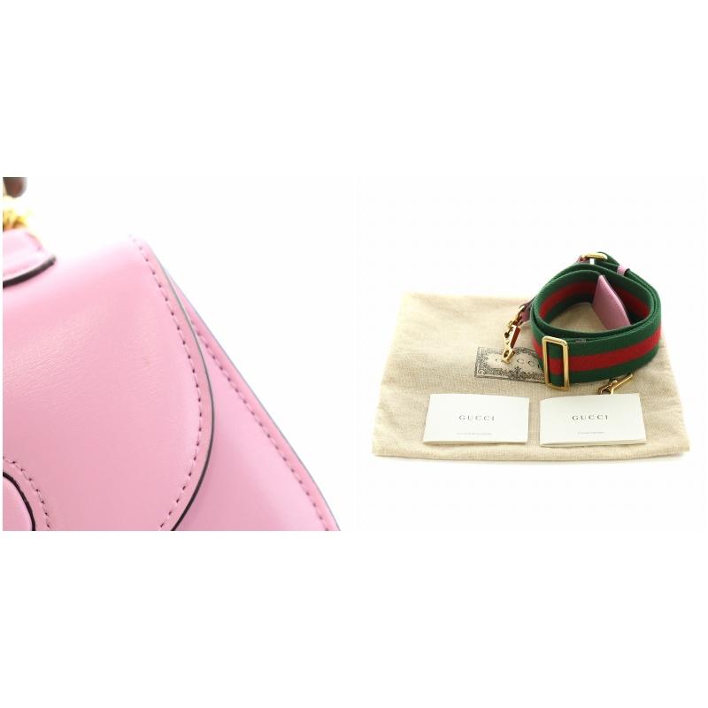 【中古】グッチ GUCCI バンブー 1947 ミニ トップハンドルバッグ ショルダーバッグ 2way レザー ピンク 636864 GUCCI（グッチ） バンブー 1947 ミニ トップハンドルバッグ ショルダー
