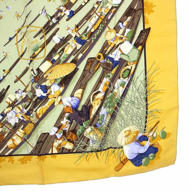 HERMES エルメス カレ90 インレ湖の水上 MARCHE FLOTTANT DU LAC INLE 