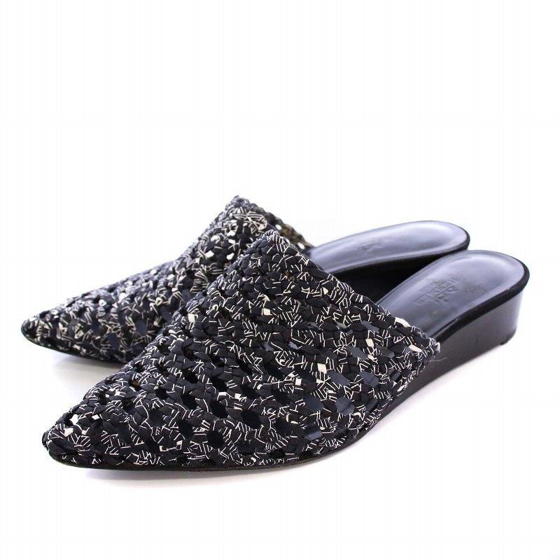 HERMES エルメス メッシュ サンダル ミュール 37.5 ブラック /KH HERMES エルメス メッシュ サンダル ミュール 37.5 ブラック /KH