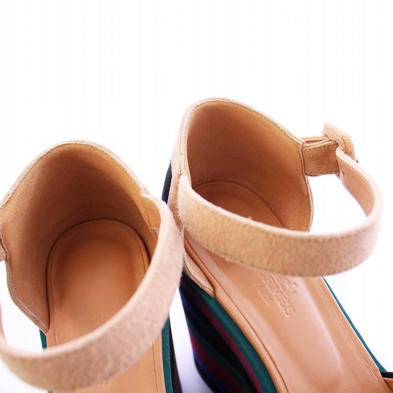 HERMES エルメス アーリー ウェッジソールサンダル スエード 37