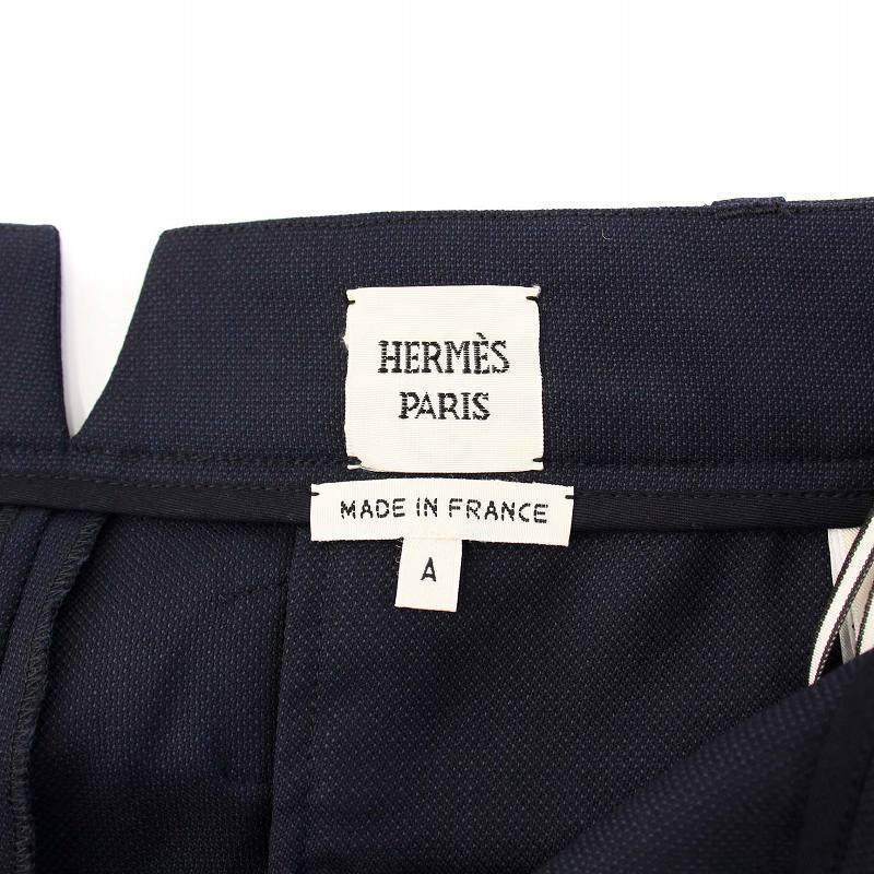 HERMES（エルメス） ピンタックパンツ ワイド クロップド 34 ネイビー