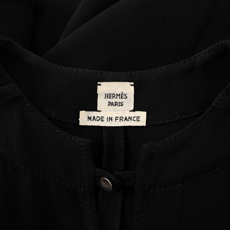 【中古】エルメス HERMES ブラウス スキッパー 長袖 プルオーバー 34 ブラック /KH ■KH レディース HERMES（エルメス） ブラウス スキッパー 長袖 プルオーバー 34