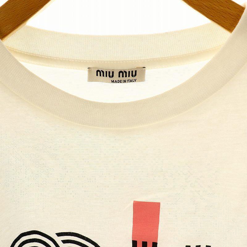 ジ*読様 ❤️美品❤️miumiu CLUB Tシャツ 半袖 ホワイト ロゴ レ ジ*読様 ❤️美品❤️miumiu CLUB Tシャツ 半袖 ホワイト ロゴ