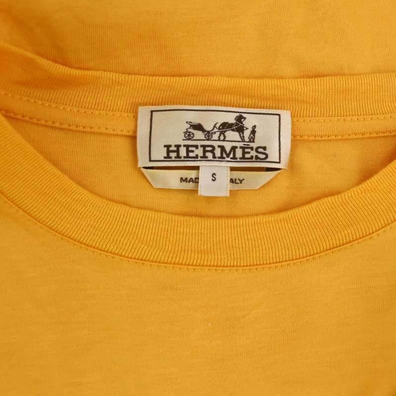 【中古】エルメス HERMES Leather Detail ロゴTシャツ カットソー 半袖 クルーネック S オレンジ /AT ■OS メンズ エルメス HERMES Leather Detail ロゴTシャツ カットソー 半袖 クルー