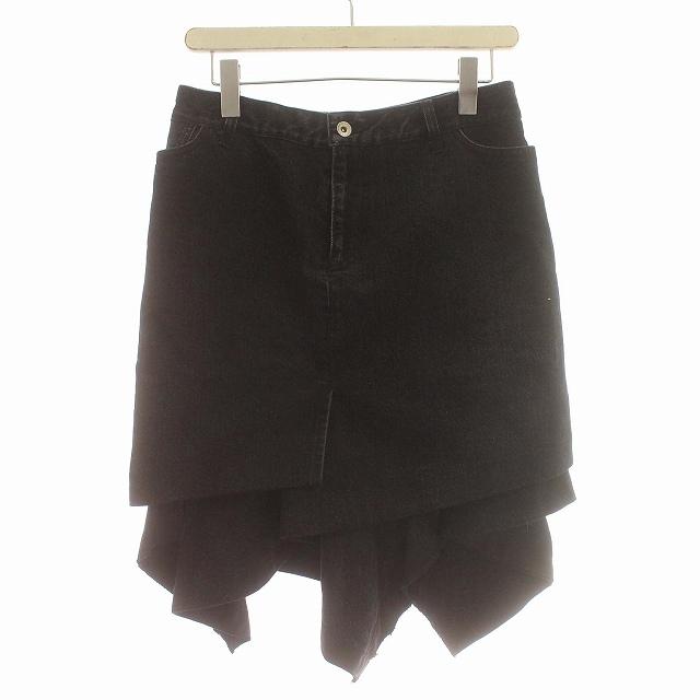 【中古】サカイ sacai デニム ミニスカート 変形 ヘムスカート スカート 2 M 黒 ブラック /☆G レディース サカイ sacai デニム ミニスカート 変形 ヘムスカート スカート 2 M 黒