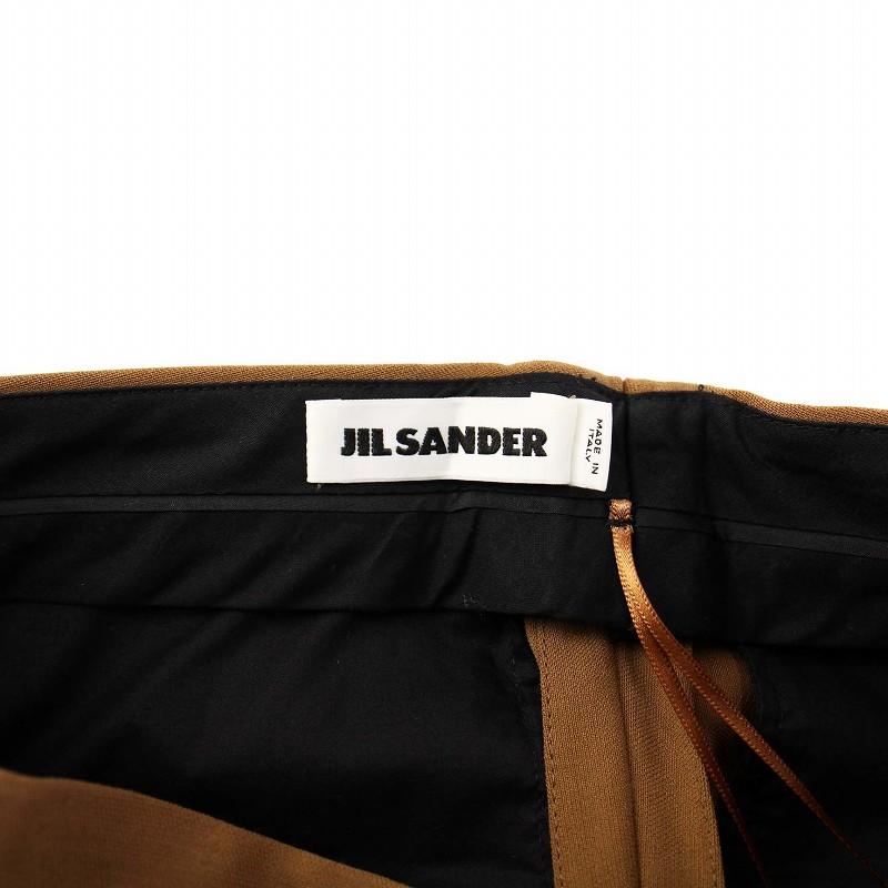 ジルサンダー JIL SANDER ワイドパンツ タック ウール 34 ブラウン  