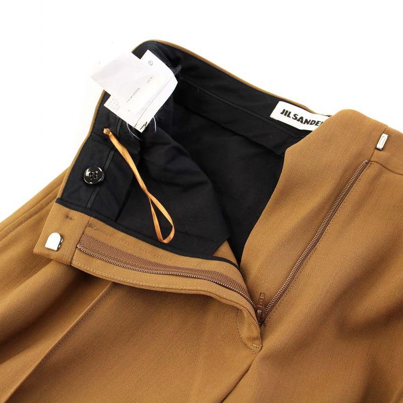 ジルサンダー JIL SANDER ワイドパンツ タック ウール 34 ブラウン  