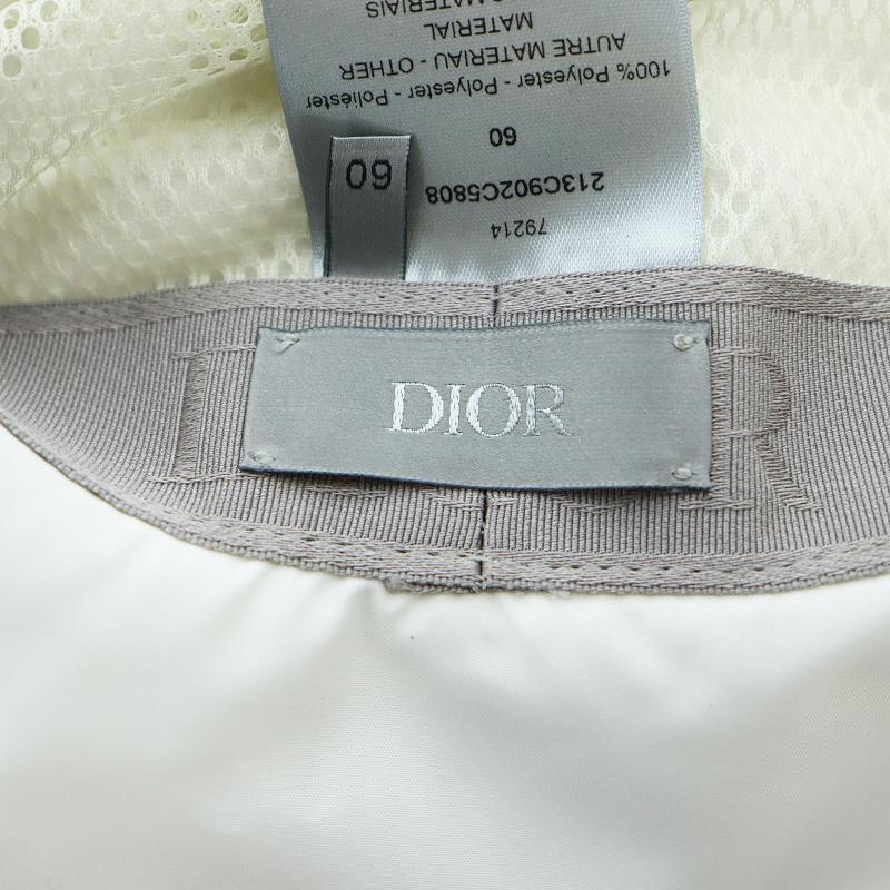 【中古】ディオールオム Dior HOMME サファリハット バケットハット 帽子 ロゴ メッシュ 60 白 213C902C5808 ディオールオム Dior HOMME サファリハット バケットハット 帽子 ロゴ