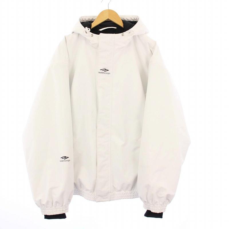 【中古】バレンシアガ 23AW skiwear テクニカルリップストップジャケット ブルゾン フーディ 44 ホワイト 773988 BALENCIAGA（バレンシアガ） BALENCIAGA 23AW skiwear テクニカル