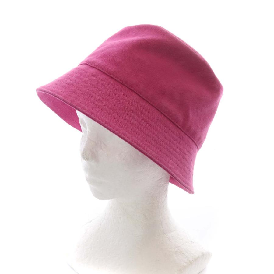 【中古】ロエベ Paulas ibiza バケットハット キャンバス&カーフ 帽子 ピンク K820HB1X19 /SR35 ■OH レディース LOEWE（ロエベ） LOEWE Paulas ibiza バケットハット キャンバス