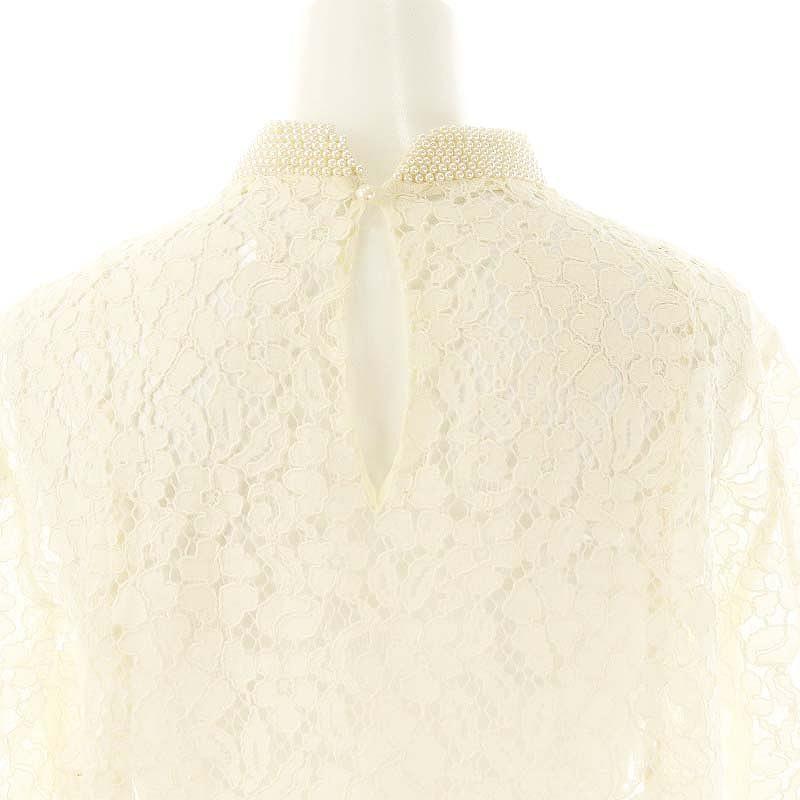 ルルウィルビー 25SS パールネックレースブラウス 2 アイボリー ■OS ルルウィルビー Loulou Willoughby 25SS パールネックレースブラウス 2