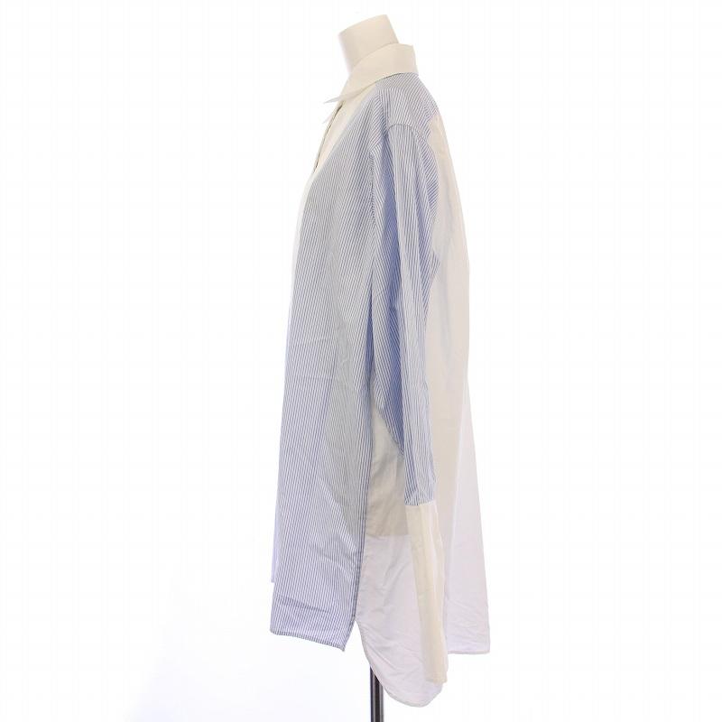 【中古】ロエベ アシンメトリービブフレンチカフスコットンポプリンブラウス シャツ 長袖 LOEWE（ロエベ） アシンメトリービブフレンチカフスコットンポプリン