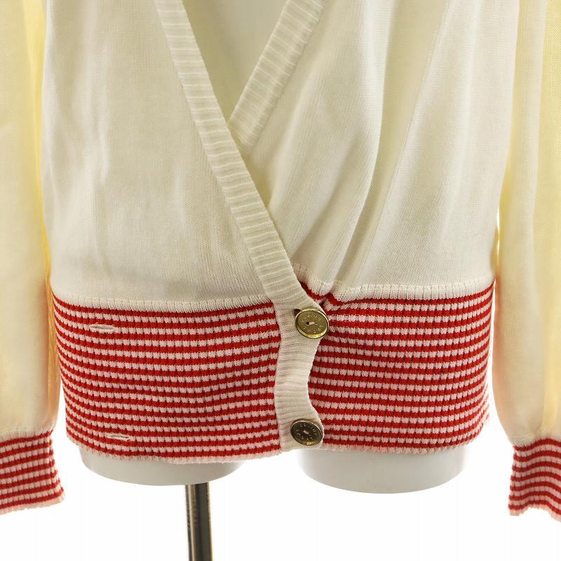 CELINE - セリーヌ ヴィンテージ カーディガン 金ボタン 白 ホワイト 赤 レッド CELINE（セリーヌ） ヴィンテージ カーディガン 金ボタン 白 ホワイト