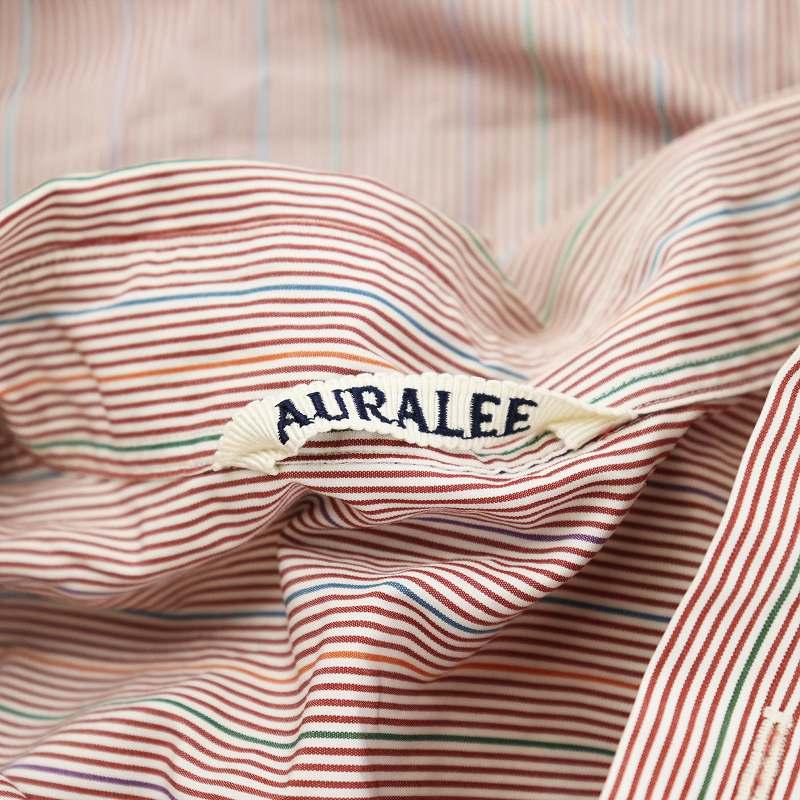 【中古】オーラリー AURALEE 23SS FINX STRIPE SHIRT シャツ 長袖 ストライプ 1 赤 レッド A23SS01DS /AN31 メンズ オーラリー AURALEE 23SS FINX STRIPE SHIRT シャツ 長袖 ストライプ 1