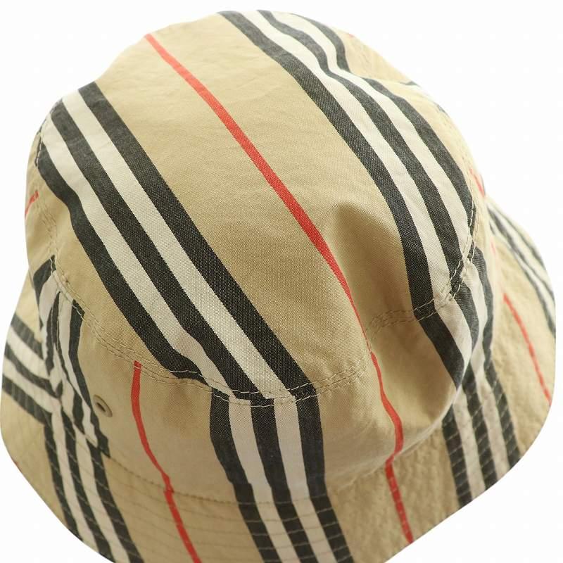 バーバリー　ノバチェック　バケットハット ベージュ　黒　リバーシブル　M BURBERRY（バーバリー） バケットハット リバーシブル 帽子 ノバ