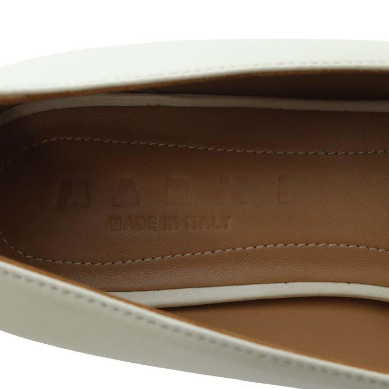 【中古】マルニ MARNI パンプス チャンキーヒール ポインテッドトゥ レザー 37 ホワイト PUMS001304 /YO14 ■SH MARNI（マルニ） パンプス チャンキーヒール ポインテッドトゥ レザー
