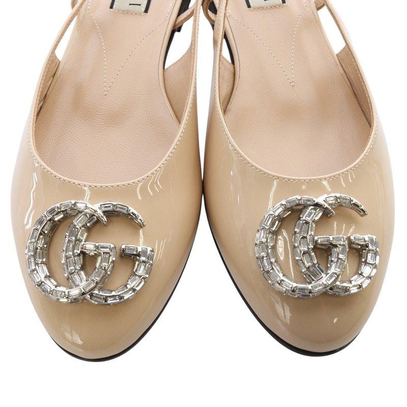 GUCCI（グッチ） バックストラップ付き ダブルGパターンバレリーナ 