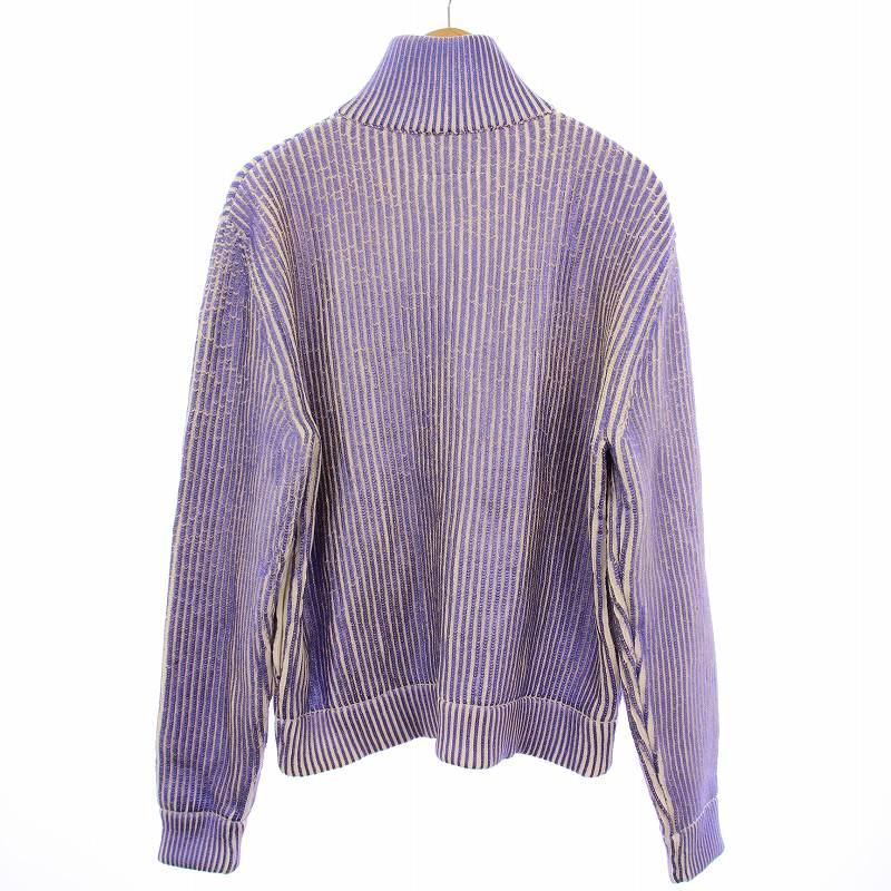 【中古】エムエムシックス メゾンマルジェラ ラミネートジップアップカーディガン ジャケット ウール混 S 紫 エムエムシックス メゾンマルジェラ ラミネートジップアップ