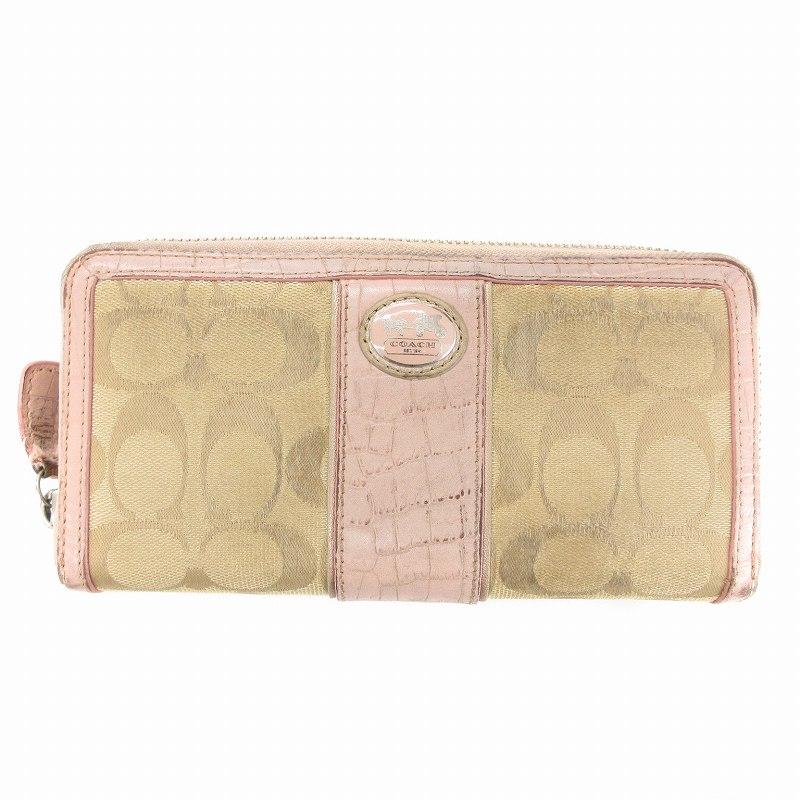 COACH（コーチ） シグネチャー 長財布 ウォレット ジャガード ピンク