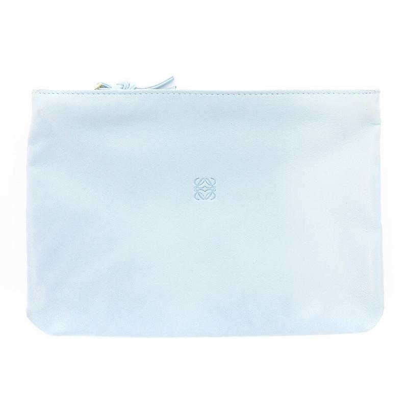 LOEWE ロエベ ポーチ アナグラム 型押しロゴ ライトブルー /AE □GY18  