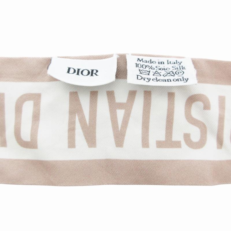 ディオール Dior ミッツァ スカーフ ロゴ ドット柄 絹 シルク 白